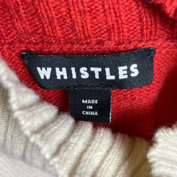 Whistles Sweater Womens XS Wool ColorBlock Stripe Mock Neck Abstract Cozy Jumper - Picture 6 of 8